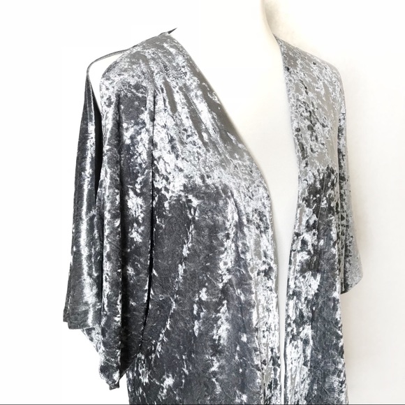 Steve Madden Open Cardigan Velvet Gray Dolman - Picture 6 of 7